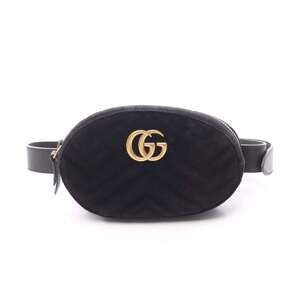 GUCCI Authentic Black Leather GG Marmont Fanny Pack